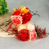 Flores decorativas 2pcs Decorações de bolo de casamento Arranjo de flores Rosa Toppers de rosas