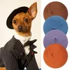 犬のアパレルかわいい革調整暖かいイヤーマフ耳マフペットキャップヘッドギアベレー帽子
