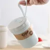 300ml Healthy Material Wheat Straw Sealed Soup Cup With Lid Water Breakfast Portable Lunch Box Microwave Dinnerware Food