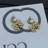 Designer di lusso Lettere Stud Orecchini penzolanti 18K Donne placcate Gold Donne Crystal Rhinestone Earring Earring Wedding Party Jewerlry