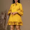 Roupas étnicas African Bow Sele Midi Vestres para mulheres Plus Size Evening Robe High Cídica Um vestido de linha Autumn Fashion Birthday Vestido 2024