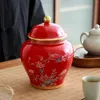 Vases Chinese Style Ceramic Ginger Jar Decorative Flower Vase Tea Storage