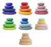 Bambini in legno Rainbow Flat Stone Stacking Building Building Building Kids Creative Educational Toys LJ20111440842229