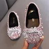 Girls Rhinestone Princess Shoes Childrens Flats Baby Toddler Soft Bottom Non-slip Sequins Shoes Girls Dancing Shoes Kids Flat 240326