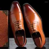 Kledingschoenen maat 37-48 Leather Derby 2024 Pak Business Office Men Wedding Formeel voor rood zwart geelblauw