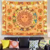 Tapices Sun Moon Tapestry Wall Hanging Ancient Yellow Home Decoración de la habitación decorativa Arte Celestial Farmhouse Maneta