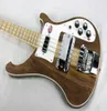 Topp 4 strängar genomskinlig valnöt Vintage Natural Brown Electric Bass Guitar One Piece Neck Body3599772