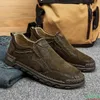 Casual Shoes Super Fiber Leather Handmade Men Walking Flat Loafers Outdoor Sneakers Male Office Business Dress Footwear