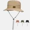 Wide Brim Hats Bucket Summer waterproof fisherman hat foldable bucket mens adjustable UV resistant outdoor camping and hiking Panama Q240403
