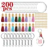 200 Pcs Including Round Acrylic Clear Transparent Discs Key Rings Jump Rings Acrylic Keychain Blanks Vinyl Crafting Kit Dropship 240402