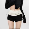 Farbblockierkante Kordelschnüre Falten Shorts für Frauen 2024 New American Fashion Spicy Girl Sexy Schnürung Slim Fit Heiße Hosen