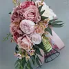 Decoratieve bloemen Wedding Bouquets voor bruid die kunstmatige roos bruidsboeket rustieke ceremonie