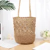 Sac décontracté paille creux dames rond Sacs à bandoulins de mode flore fleur crossbody femelle plage d'été tissé