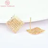 Stud Earrings (2645)6PCS 13x13MM 24K Gold Color Brass Square Pins High Quality Diy Jewelry Findings Accessories