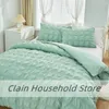 Sängkläder set Evich Plain Fresh Green Set av liten fyrkantig seersucker -stil singel och dubbel flerstorlek vårhöst hem textil