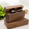 Jewelry Pouches Ring Box For Wedding Ceremony Wooden Double Bearer Holder Engagement Boxes Walnut 40GB