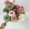 Decorative Flowers 3-Head Cappuccino Rose Manta Artificial Flower Wedding Arrangement Home Furnishings El Decoration Fake