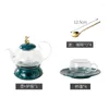 Teaware -sets British Afternoon Tea Set huishoudelijk licht luxe gekookte fruit teepot aardewerk met filter kaarsenverwarming