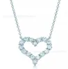 Marca de designer Tiffays Full Diamond Love Colar Heart Pingnder Hollow 925 Silver feminino