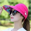 Summer Hats for Women Foldable Sun Hat Pearl Flower Visor Suncreen Floppy Cap Female Outdoor Casual Baseball Woman 240403