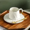 Filiżanki spodki europejski ceramiczny kubek kawy porcelanowa prosta popołudniowa filiżanka herbaty z spodkiem i łyżką biurową sok mleczny napoje 175 ml