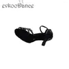 Dance Shoes 2024 Black Color Crystal Evkoodance Satin Latin 7cm Style Professional Ballroom