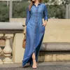 Abiti casual Donne con manica tascabile Denim Denim Party Solid Spring Summer Vintage Lightweight Office Shirt Abbigliamento