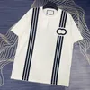 New Design 23 Summer New Vertical Stripe Double Letter Digital Spray Printed Mens and Womens Couple Short Sleeve T-shirt