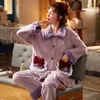 Abbigliamento da casa Coral Fleece Inverno Nightwear 2PCs Abito da pigiama per la manica lunga Donerie da donna per dormire