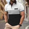 2024 Tamanho grande masculino Casual Casual Camisa Vneck Button Business Stripe Combation Matching Top Top Heat Sublimation Impressão 240403