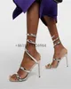 Sandaler Metal Skin Round Toe Cross-strap Women Stiletto Super High Heels Snake Shaped Winding Design Large Size Party Shoes