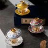 Tasses Saucers tasse de thé spécial royal de haute qualité avec couvercle créatif émail artisanat verre expresso cafe de luxe l'après-midi des ensembles de fleurs