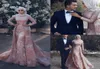 Vintage Blush Pink Muslim Prom Formal Dresses with Long Sleeve Modest Luxury Crystal Beaded High Neck Overskirt Evening Gown4004644