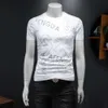 Fake Summer New High-End Quality Silk Cotton Mens Trend Kort ärm T-shirt QT6012AFD992 HLJ9