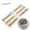 Watches 19 20 22mm Two Tone Hollow Curved End Solid Screw Links Ersättare Klocka Band Old Style Vintage Jubilee Armband för Datejust