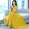 Платья для вечеринок 2024 Summer Fashion Solid Color Женская одежда в середине длины талия тонкие шифоновые платья пляж Большое свинг-юбка женская тенденция