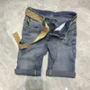 Erkek Şort Yaz Avrupa ve Amerikan Moda İnce Fit Denim Şort Erkekler Gevşek Kore Moda Klasik Yıkama Mavi Erkek Kot J240407