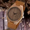 Classic Simple and Casual Bamboo Men's Quartz Watch, Engraved Wooden Watch