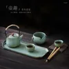 TeAware Setleri Japon tarzı çay seti 2 kişi retro hızlı müşteri fincanı 1 çaydanlık bardak ve plaka 4 parçalı seramik