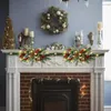 装飾的な花クリスマスパインガーランドシミュレーションニードルブランチグリーンメールボックス付きLED文字列ライト付き
