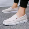 Lässige Schuhe Frühling Herren -Leinwand Pedal Slip auf massiven Herren -Sneakers atmungsaktiven Gummi -Männchen Flach