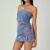 Abiti casual Donne vintage Summer Sexy Tube Mini Abito Stampa floreale Off Spalla BodyCon Short Out Clubwear Vestidos Para Mujer