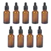 Speicherflaschen 9pcs nachfüllbare Bernsteinglasflasche leer ätherische Ölflüssigkeitsbehälter -Jar -Topfhalter mit Pipette -Tropfen 30ml Gläser Deckel