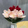 Decorative Flowers Simulation Flower Wool Bouquet Weaving Blooming Tulip Open Finished Hand-Knitted Valentine's Day Gifts Decor Crafts