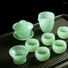 Teaware sätter Tea Set Chinese Jade Porcelain Brewing Tools for Study