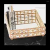 Smyckespåsar 1 st Square Crystal Tray Hushåll Kosmetik Förvaring Pallfruktbehållare Snacks Plate Wedding Decor Supplies -Gold