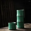 Kopjes schotels Japanse stijl keramische theekopje creatief bamboe kantoor master thee thee cup drinkware huis retro aardewerk drinkwater mok