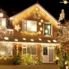 Solar Street Garland House Świąteczne światła dekoracje ogrodowe ozdoby Ozdoby LED na świeżym powietrzu lampy kurtynowe opadające 0,8m 240329