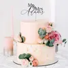 Zapasy imprezowe spersonalizowane wesele pan Wooden Acryl Cake Topper Niestandardowe nazwisko Rustic Anniversary Decoration