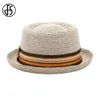 Chapeaux à bord large chapeau seau fs cowboy jazz chapeau de porc chapeaux de paille pour femmes hommes unisex 2024 Summer en plein air protection du soleil gentleman gangster paname cap 240407